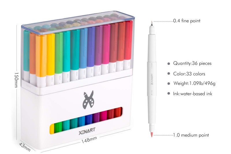 Xinart Pens for Cricut Maker 3,Maker,Explore 3,Air 2, Dual Tips 36pcs Markers Pens Set Waterbased Ink Ultimate Fine Point Pen (0.4 Tip & 1.0 Tip) - Image 3